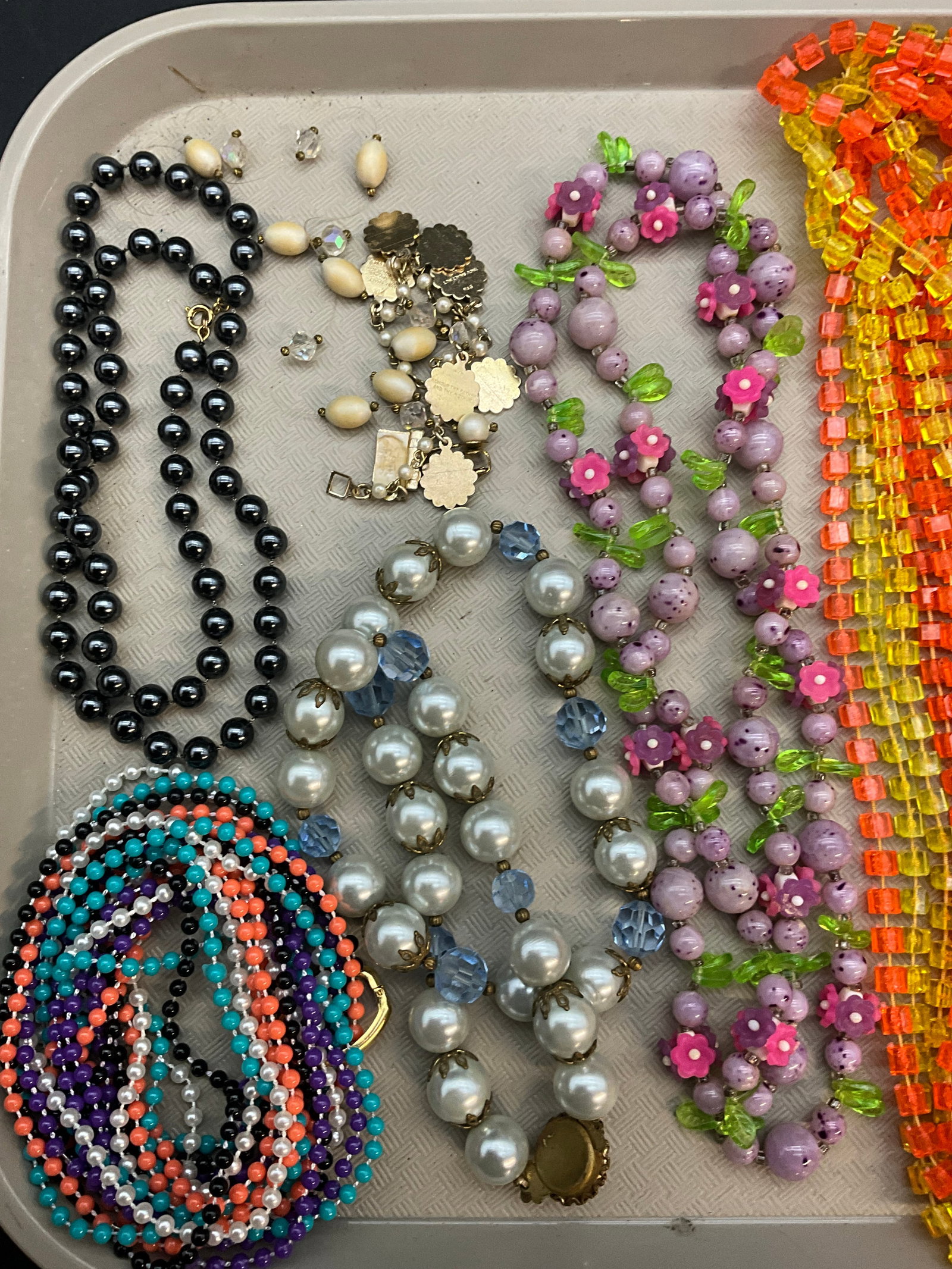 An Assortment of Mid-Century and Vintage Beaded Costume Jewelry Necklaces - 3