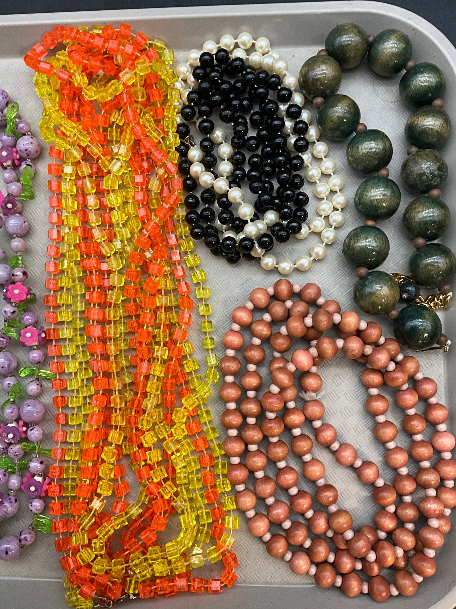 An Assortment of Mid-Century and Vintage Beaded Costume Jewelry Necklaces - 4