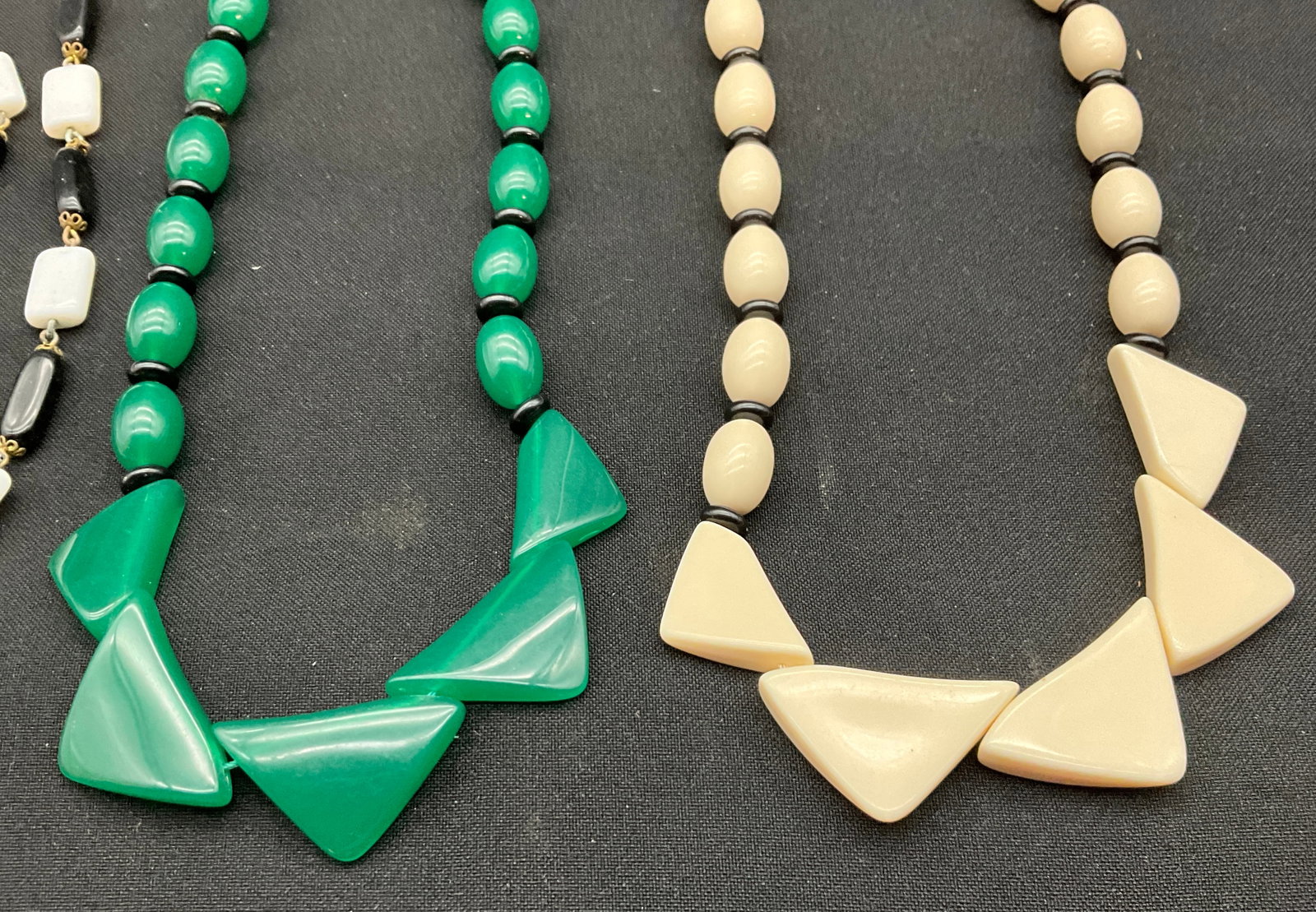 A Group of Four Art Deco Style Geometric Plastic and Glass Costume Jewelry Pieces - 4