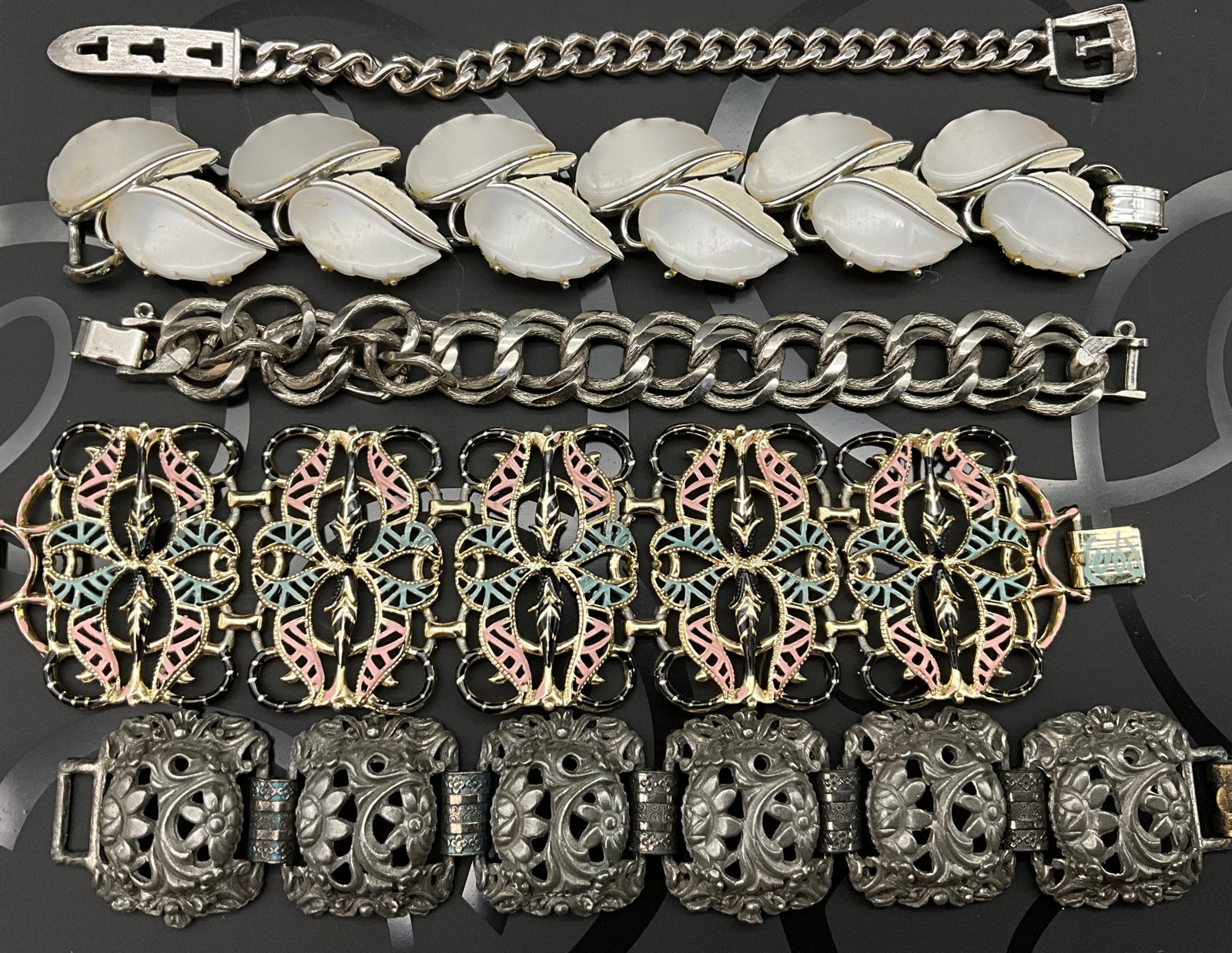 A Collection of Six Vintage Costume Jewelry Bracelets - 2