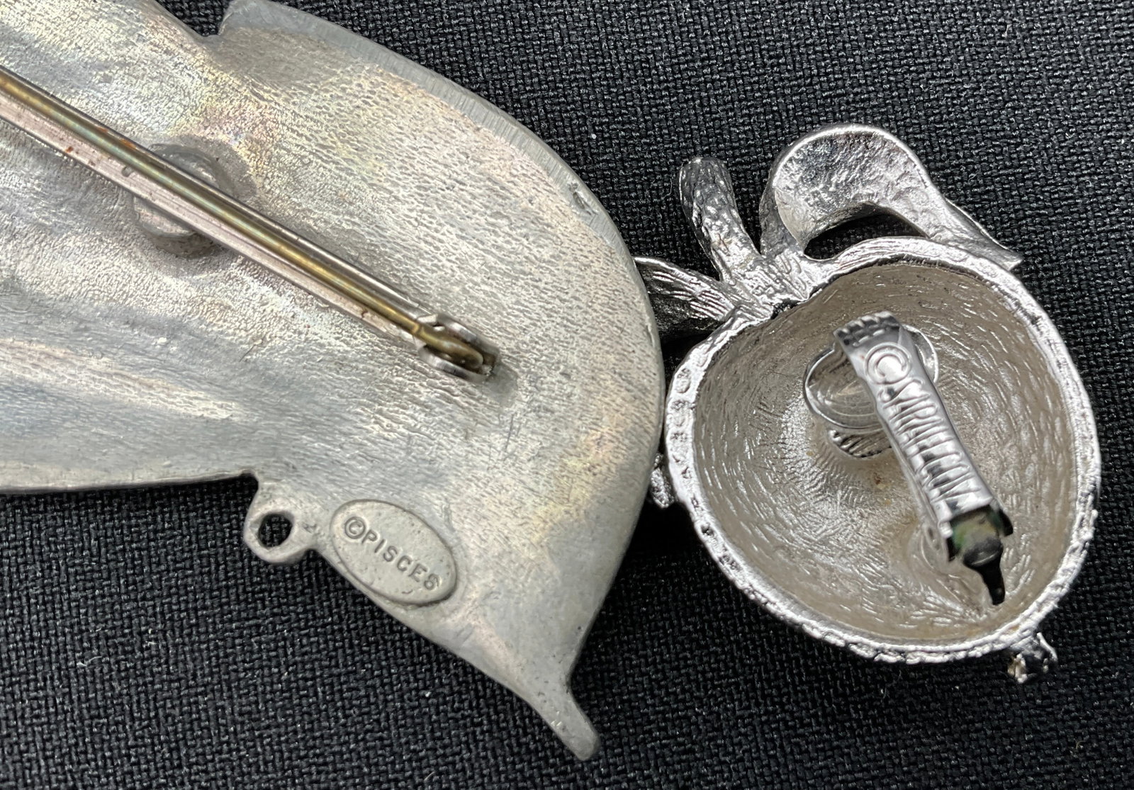 A Collection of Seven Vintage Silver-Tone Brooches and Earrings - 4