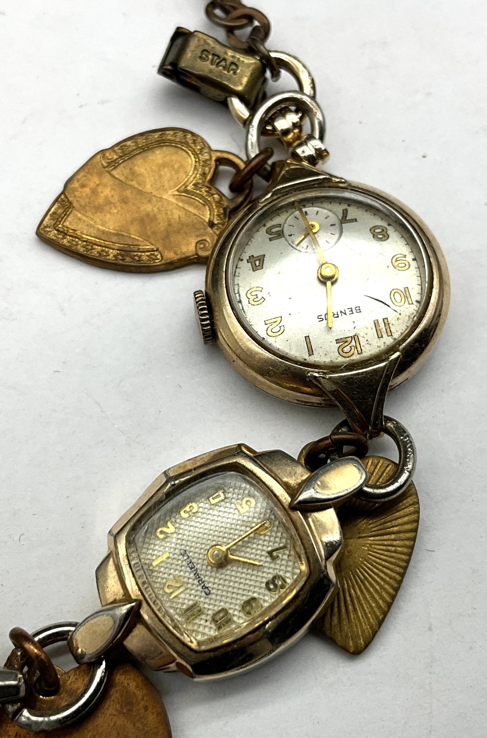 Assorted Vintage Ladies Watch Head and Heart Charm Bracelet - 4