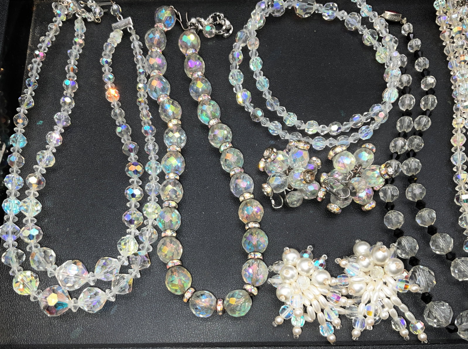 A Collection of Vintage Mid-Century Aurora Borealis Glass Bead Jewelry - 2