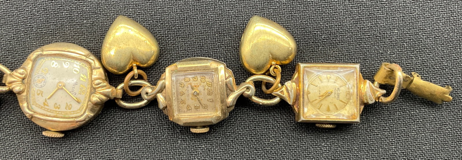 Vintage 10 Karat Gold-Filled and Rolled Gold Plate Watch Charm Bracelet - 2