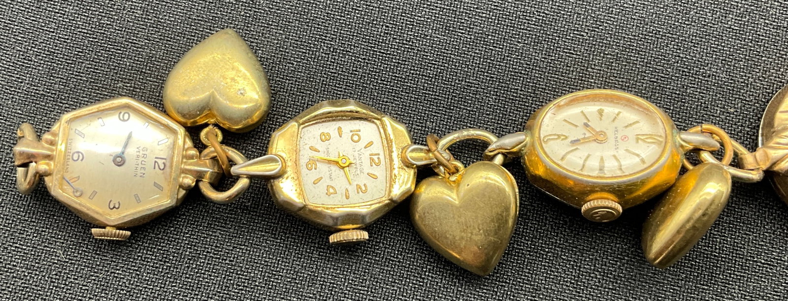 Vintage 10 Karat Gold-Filled and Rolled Gold Plate Watch Charm Bracelet - 3
