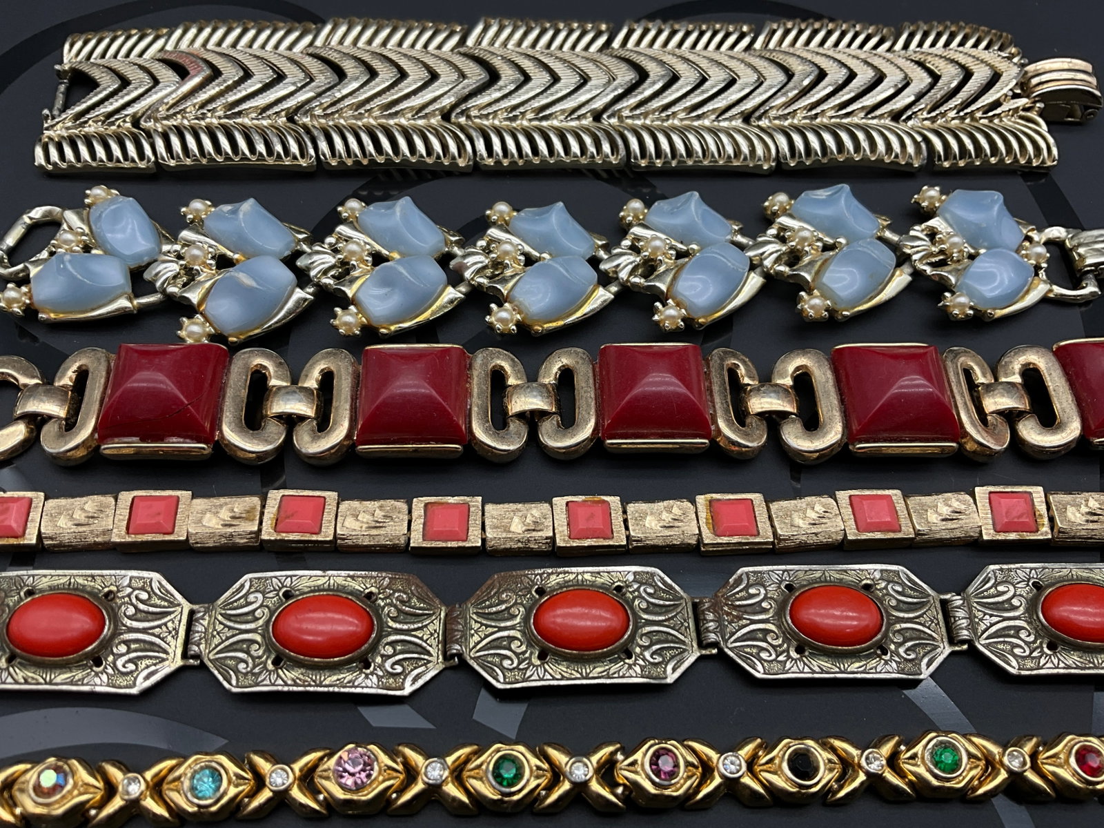 An Assortment of Vintage Costume Jewelry Bracelets Including Coro - 2