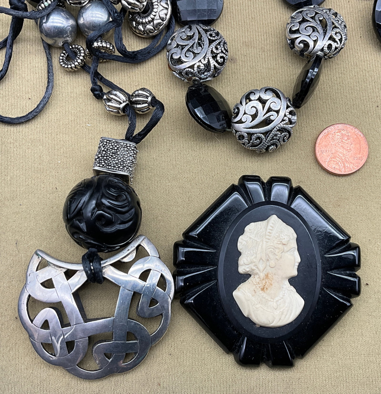 Collection of Black and Silver-Tone Costume Jewelry - 2