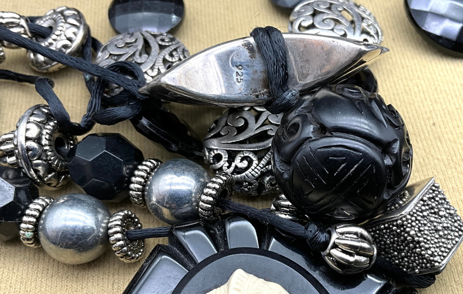 Collection of Black and Silver-Tone Costume Jewelry - 3