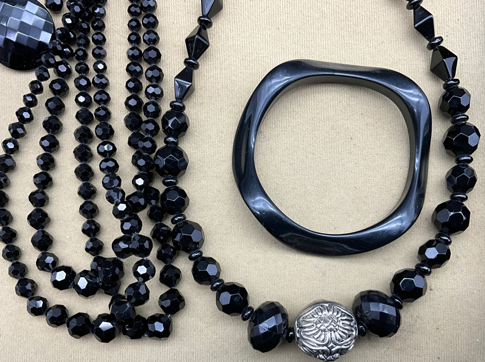 Collection of Black and Silver-Tone Costume Jewelry - 4