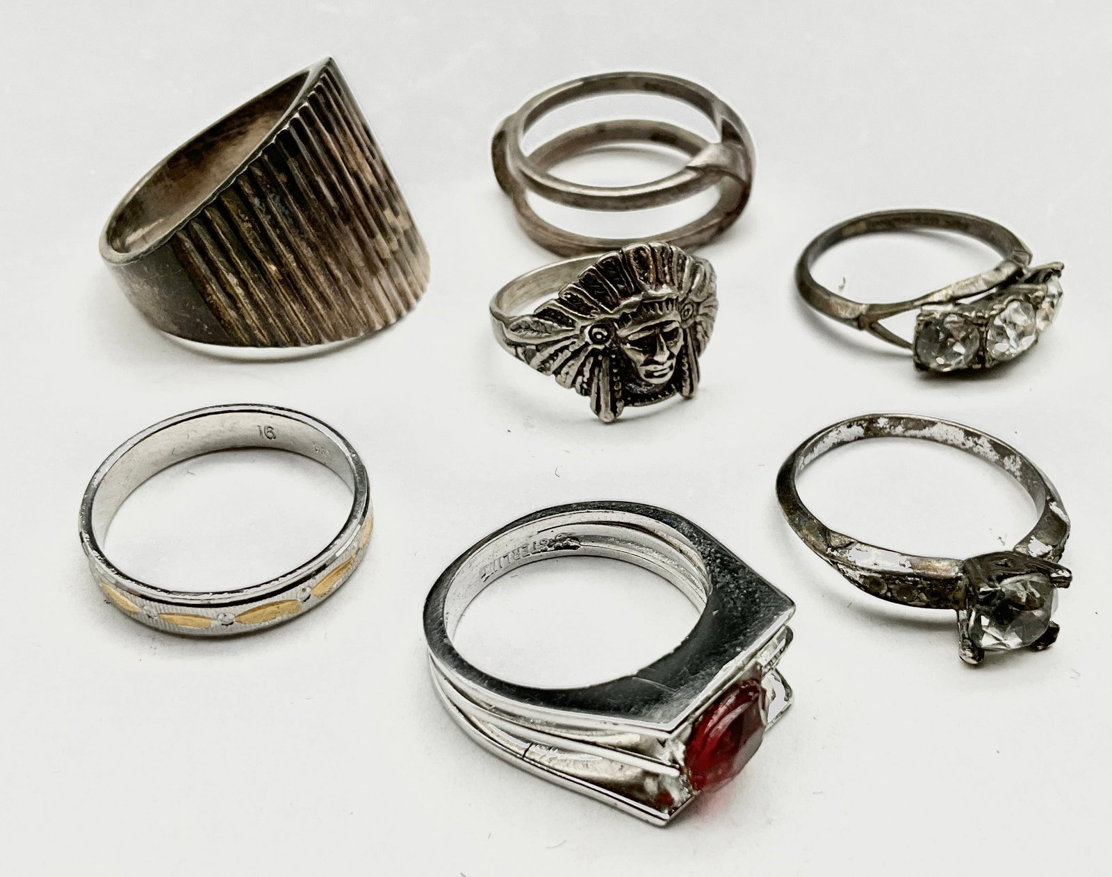 Seven Sterling Silver Rings in Assorted Styles - 2