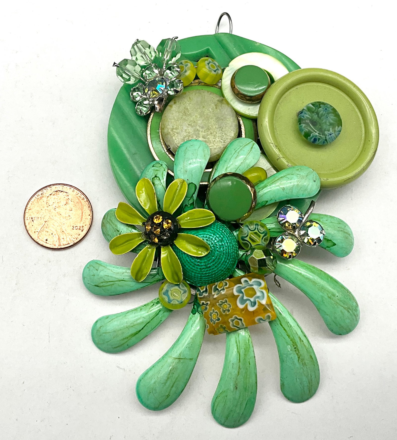 A Collection of Four Sarah Jane Signed Mixed Media Assemblage Art Jewelry Pieces - 5