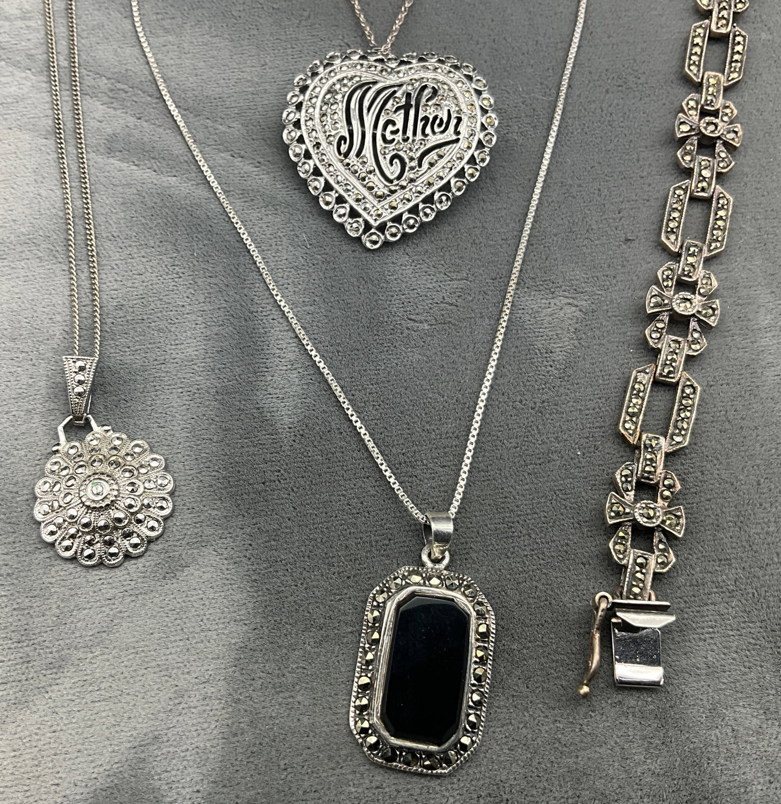 A Collection of Sterling Silver and Marcasite Jewelry Including Dione Jewelers - 2