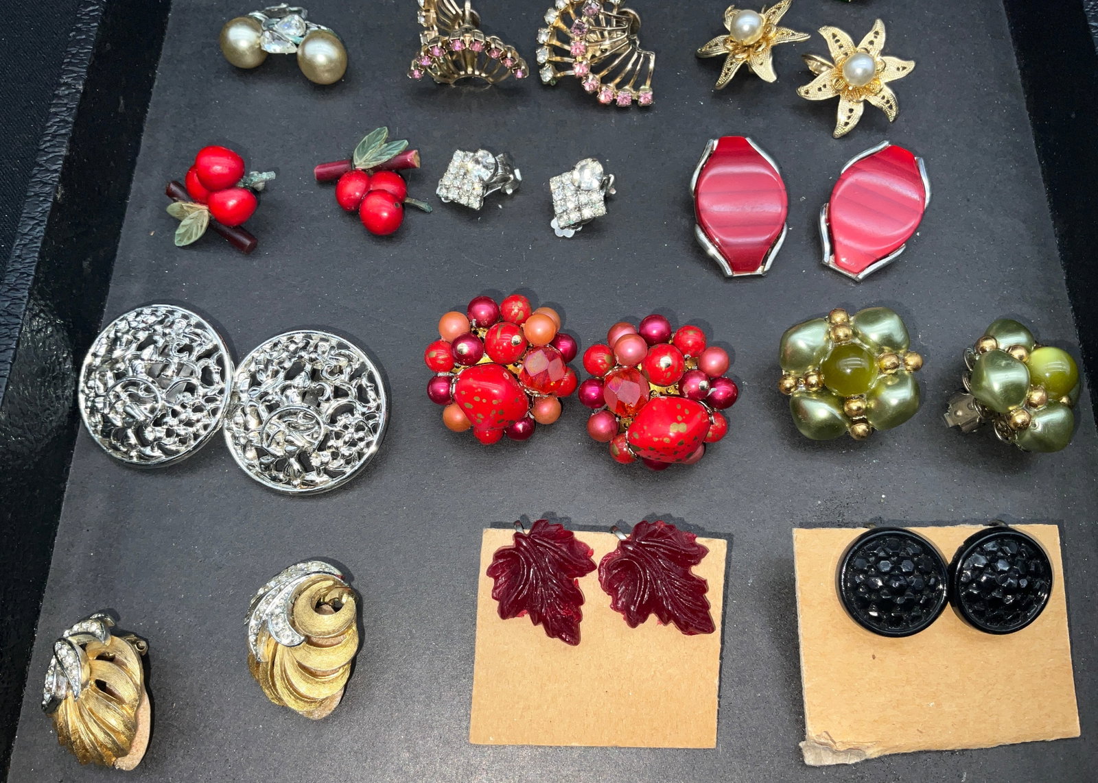 A Collection of Vintage Costume Jewelry Earrings Including Coro and Sarah Coventry - 2