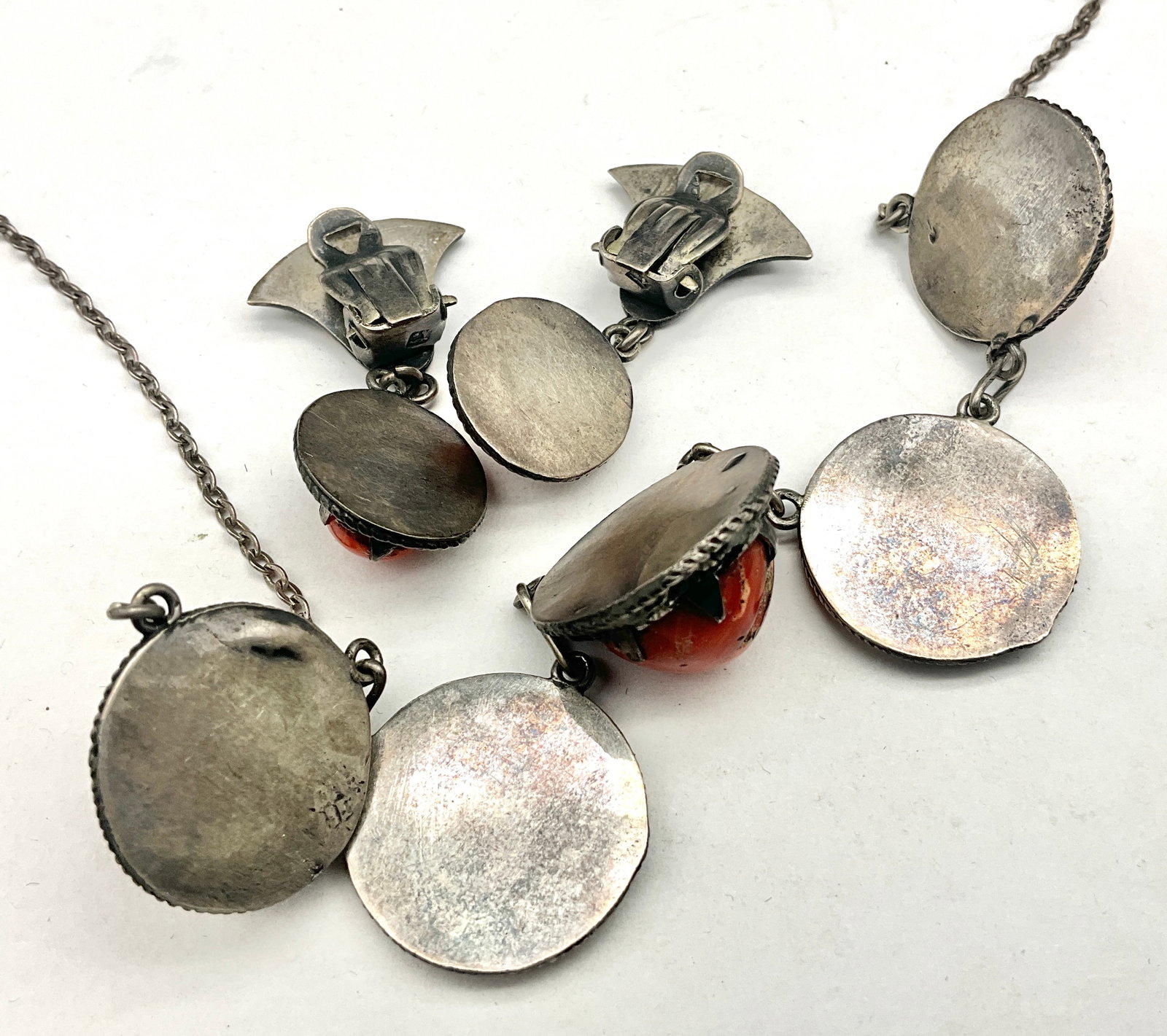 A Collection of Silver Toned and Coral Jewelry - 3
