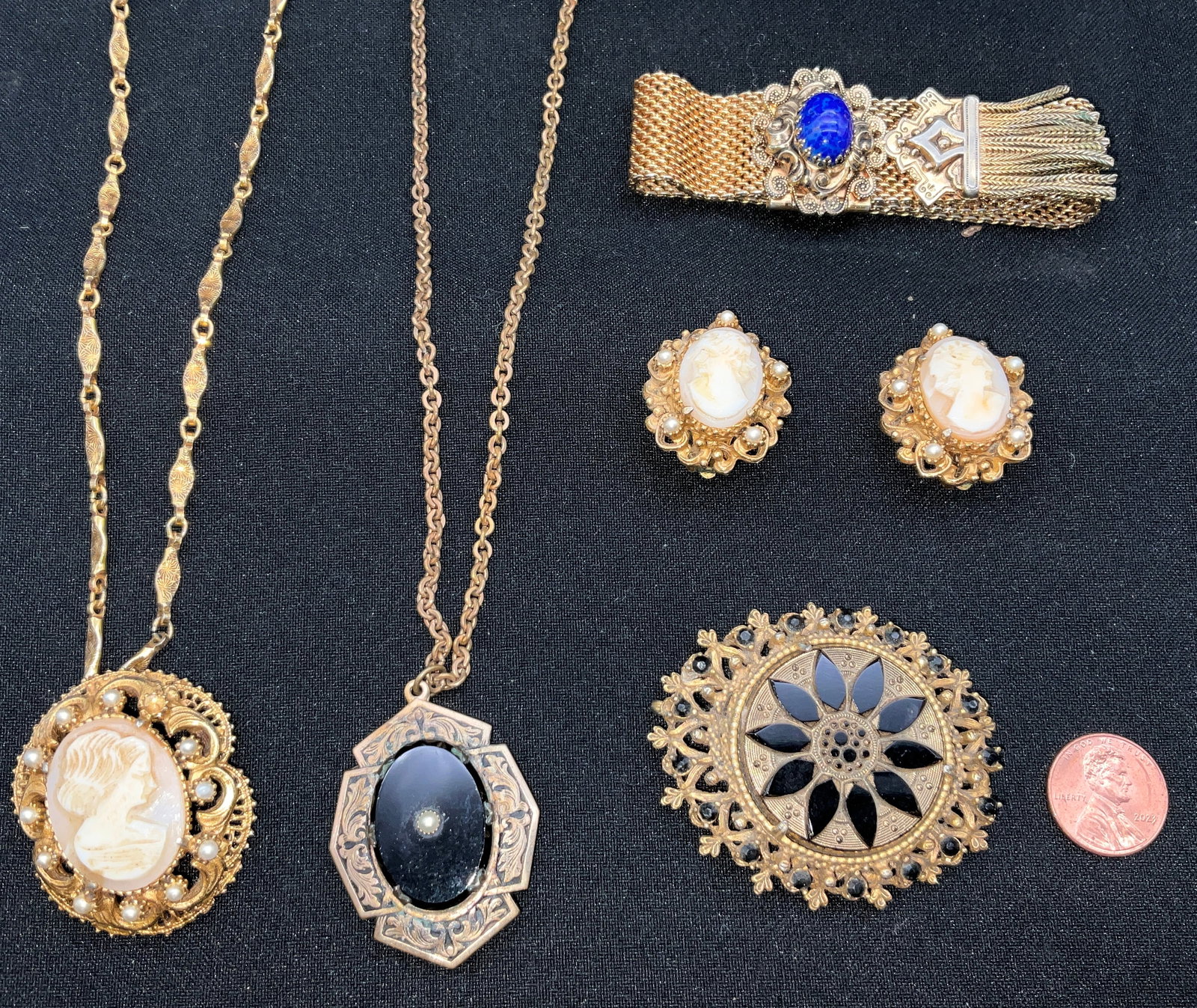 An Assortment of Vintage Florenza and Victorian Revival Costume Jewelry - 2
