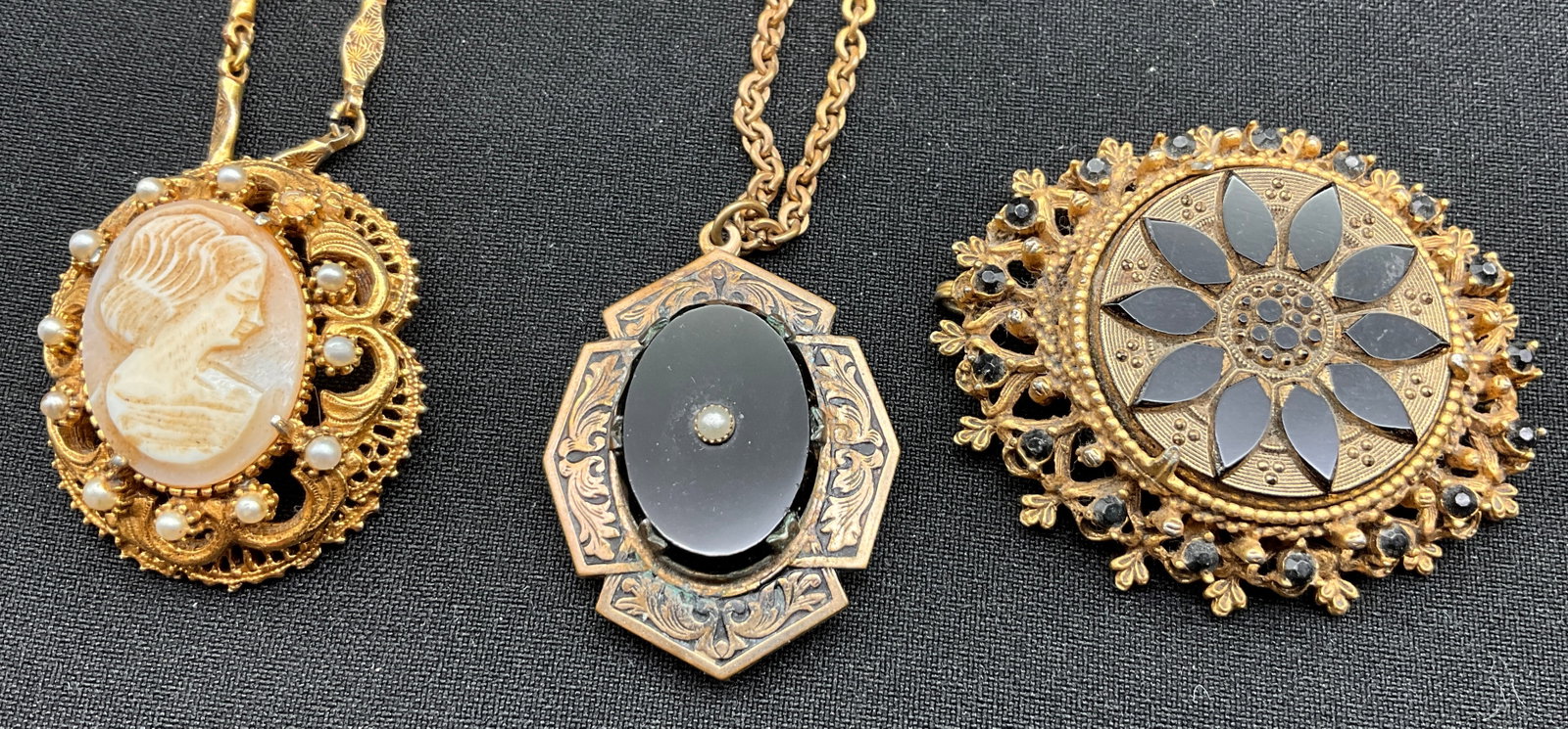 An Assortment of Vintage Florenza and Victorian Revival Costume Jewelry - 4