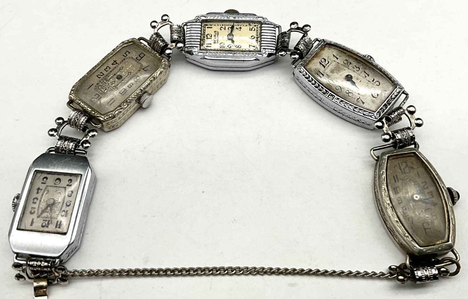 Two Vintage Repurposed Watch Head Link Bracelets - 4