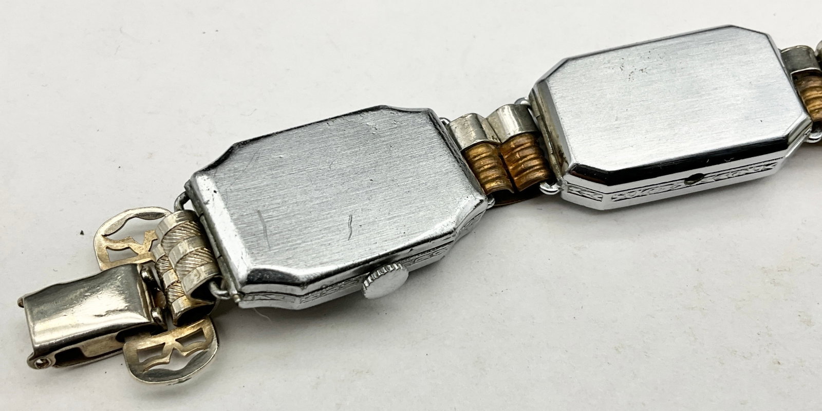Two Vintage Repurposed Watch Head Link Bracelets - 5