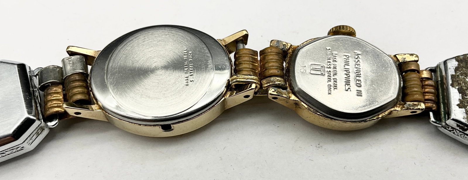 Two Vintage Repurposed Watch Head Link Bracelets - 6