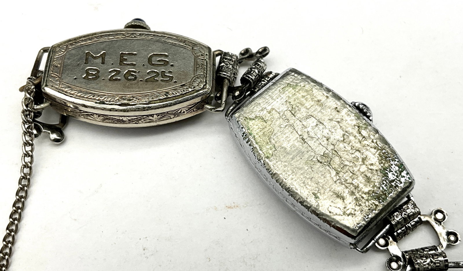 Two Vintage Repurposed Watch Head Link Bracelets - 8