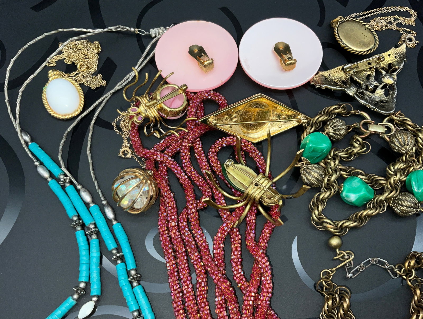 A Collection of Vintage Costume Jewelry Including Signed Trifari Necklace - 6
