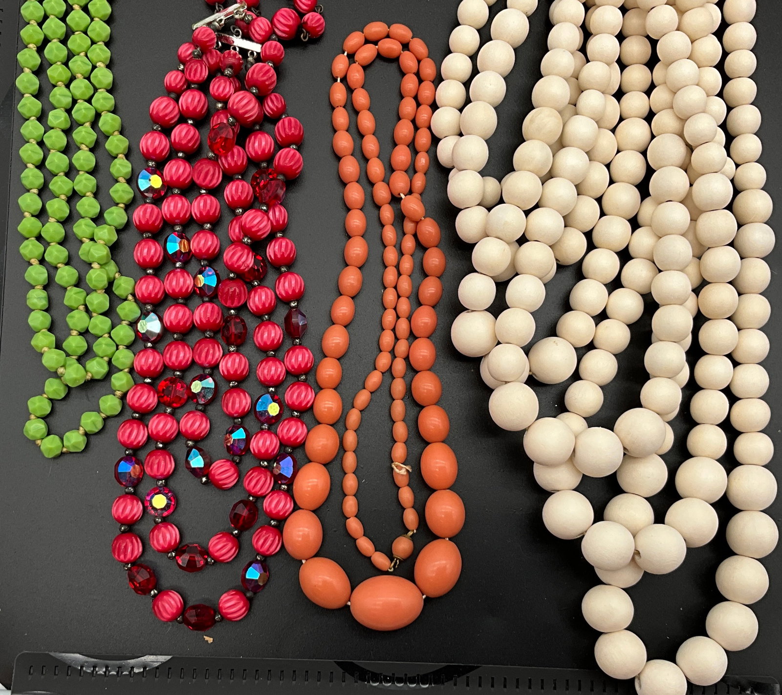 An Assortment of Vintage Multi-Strand Plastic Beaded Costume Jewelry Necklaces - 2