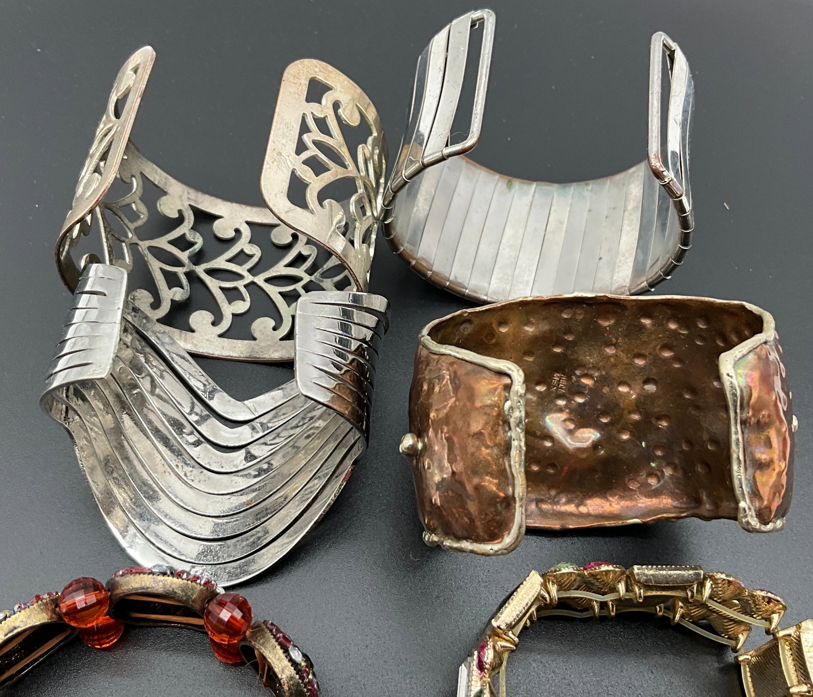 Eight Assorted Artisan and Costume Jewelry Cuffs and Bracelets - 4