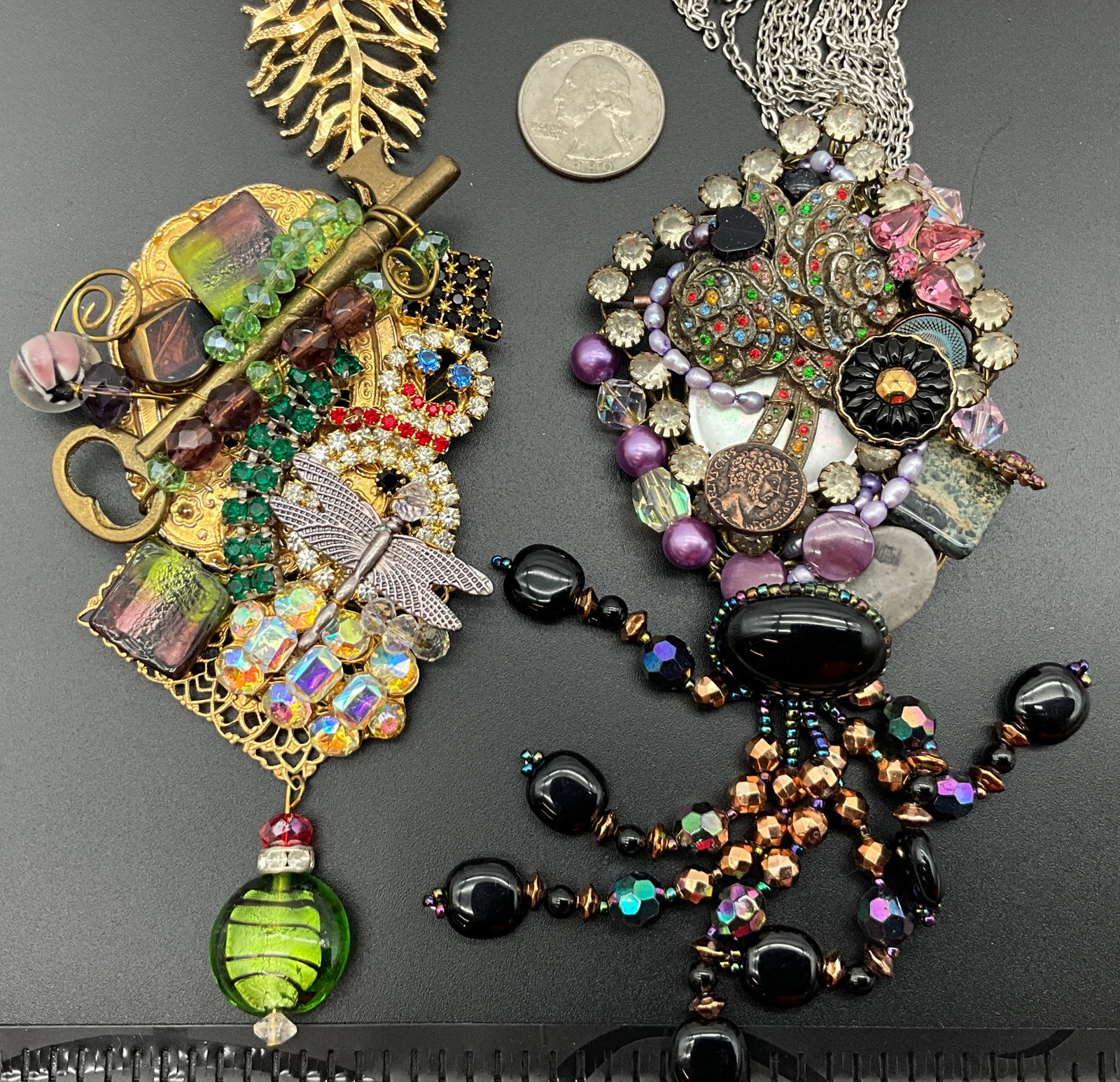 Four Sarah Jane Mixed Media Assemblage Brooches - 2
