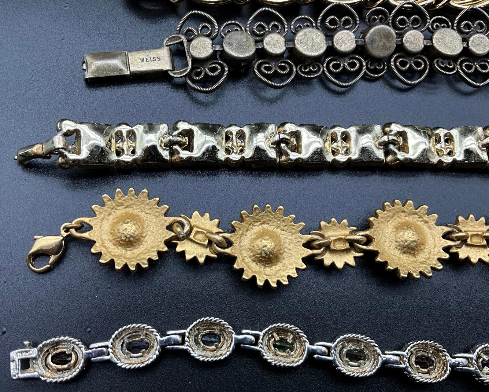 A Group of Vintage Costume Jewelry Bracelets Including Weiss - 3