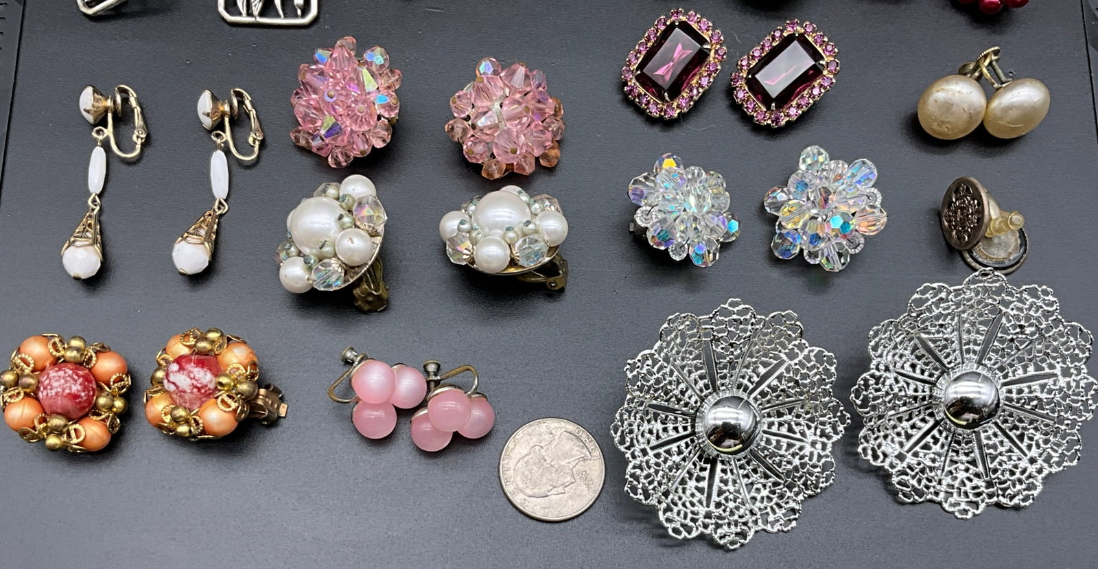 A Collection of Vintage Signed and Unsigned Costume Jewelry Earrings - 2