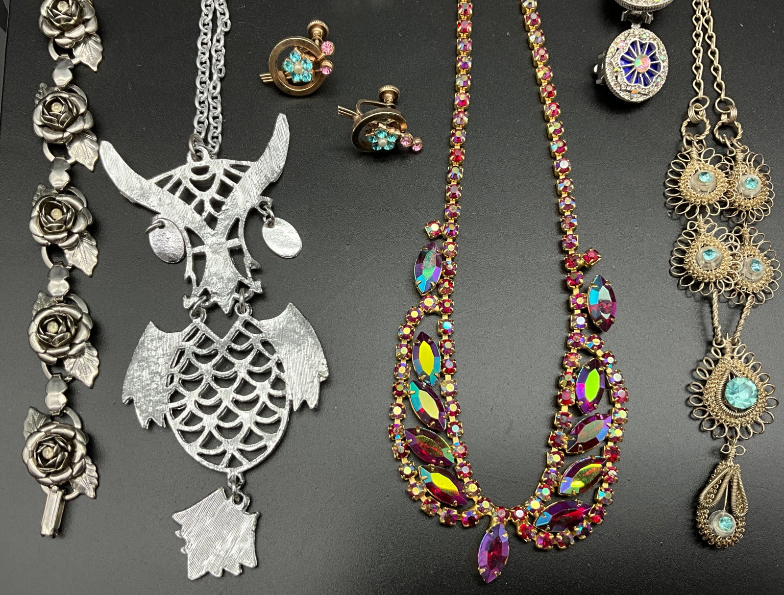 An Assortment of Vintage Rhinestone and Thermoset Costume Jewelry - 2