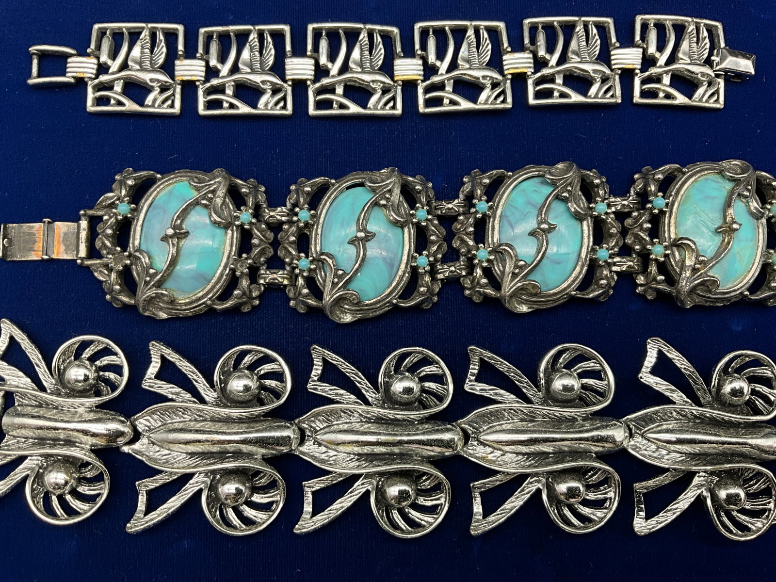 A Trio of Vintage Silver-Tone Costume Jewelry Link Bracelets - 2