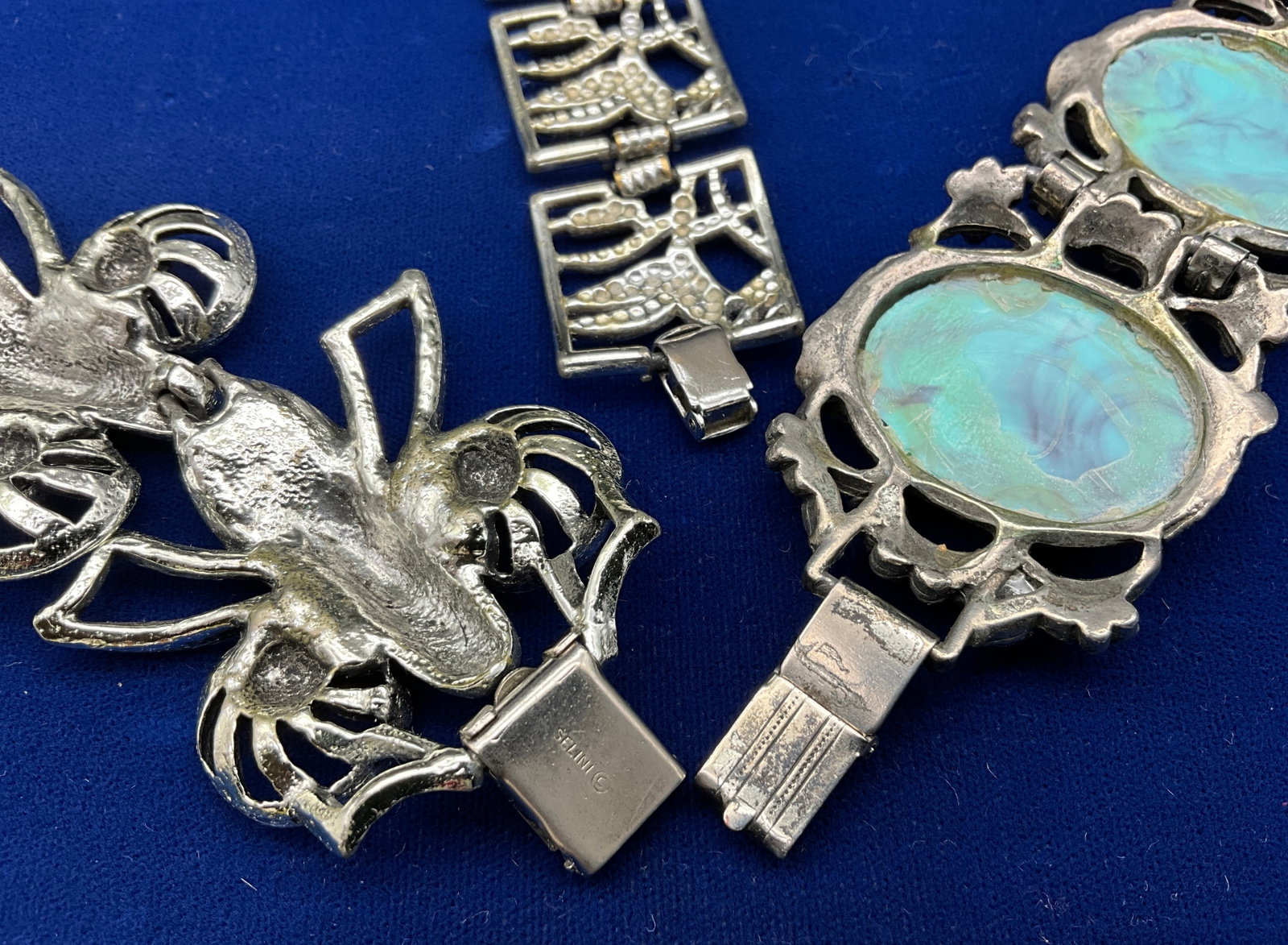 A Trio of Vintage Silver-Tone Costume Jewelry Link Bracelets - 4