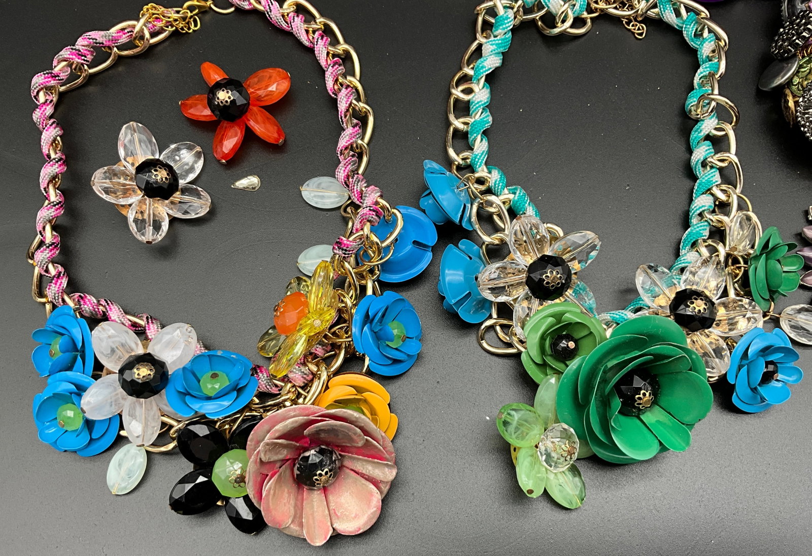 An Assortment of Colorful Floral Costume Jewelry - 2