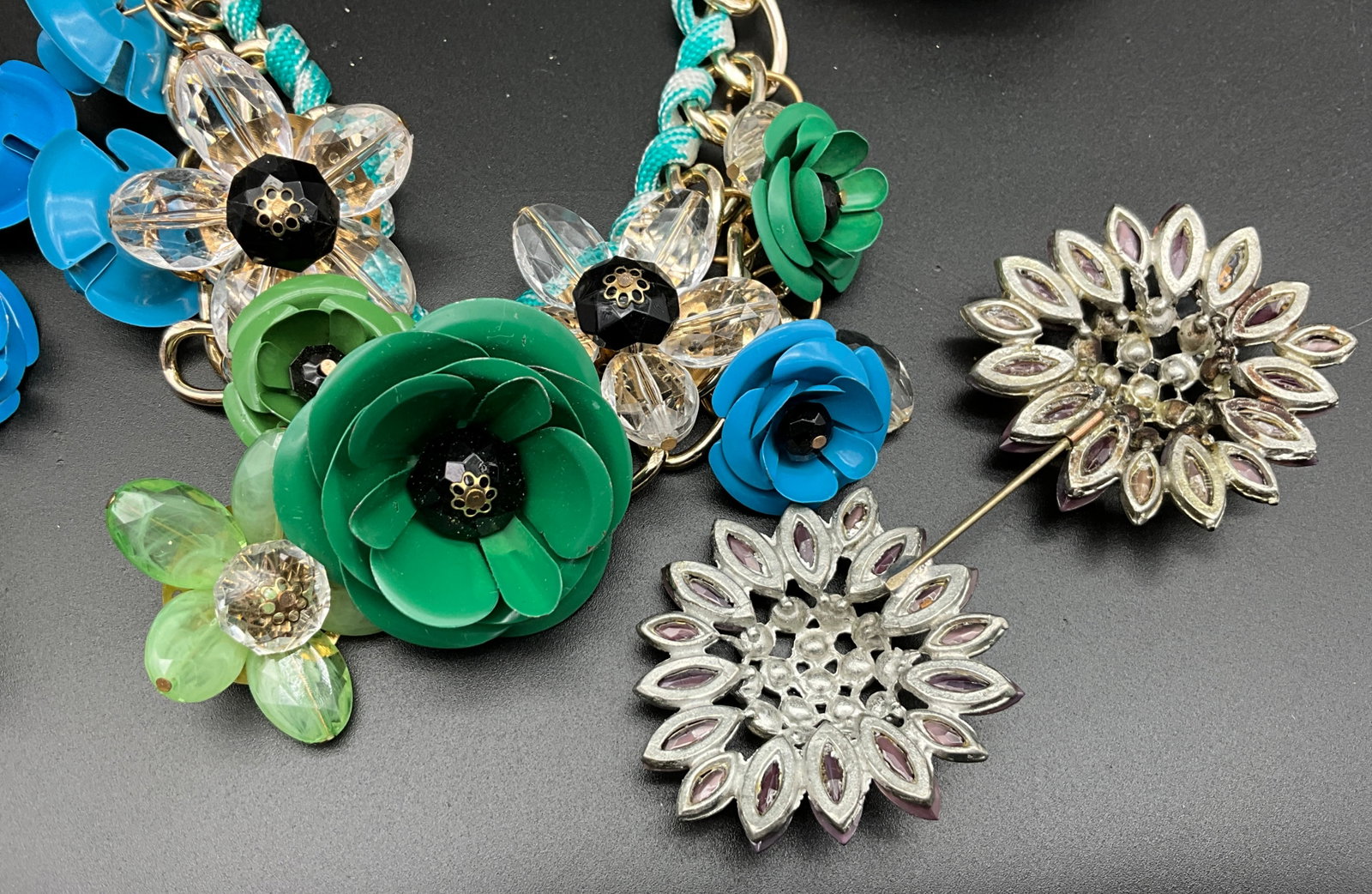 An Assortment of Colorful Floral Costume Jewelry - 4