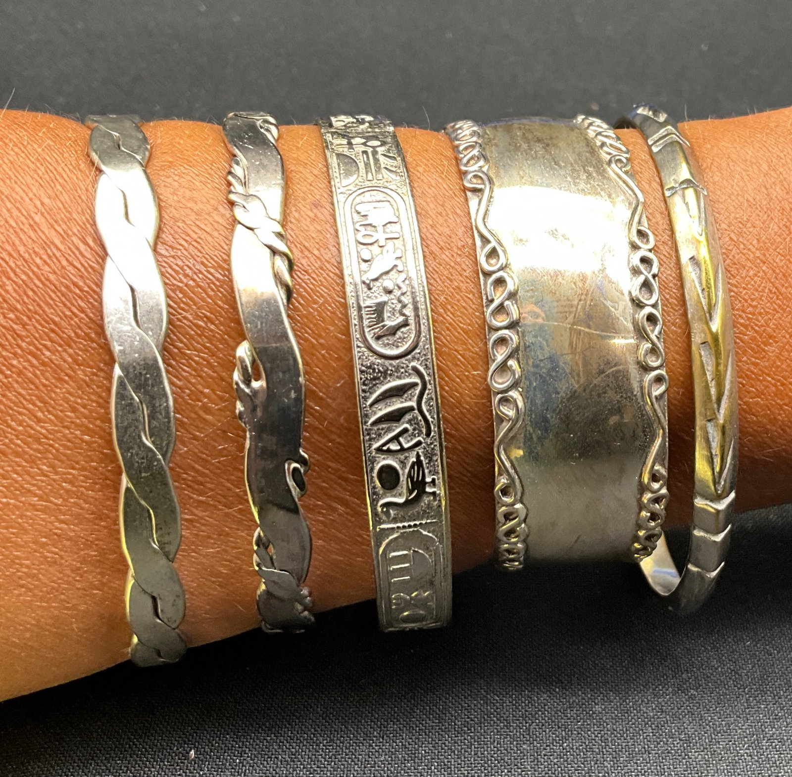A Collection of Five Sterling Silver Bracelets - 2