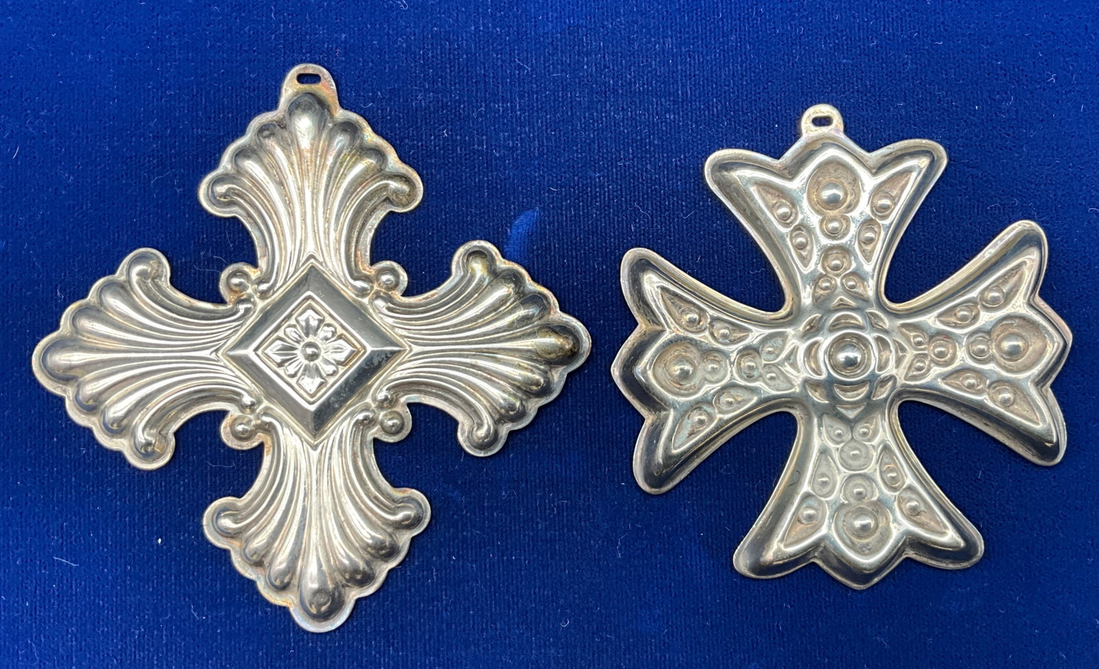 Two Reed & Barton Sterling Silver Christmas Cross Ornaments - 2