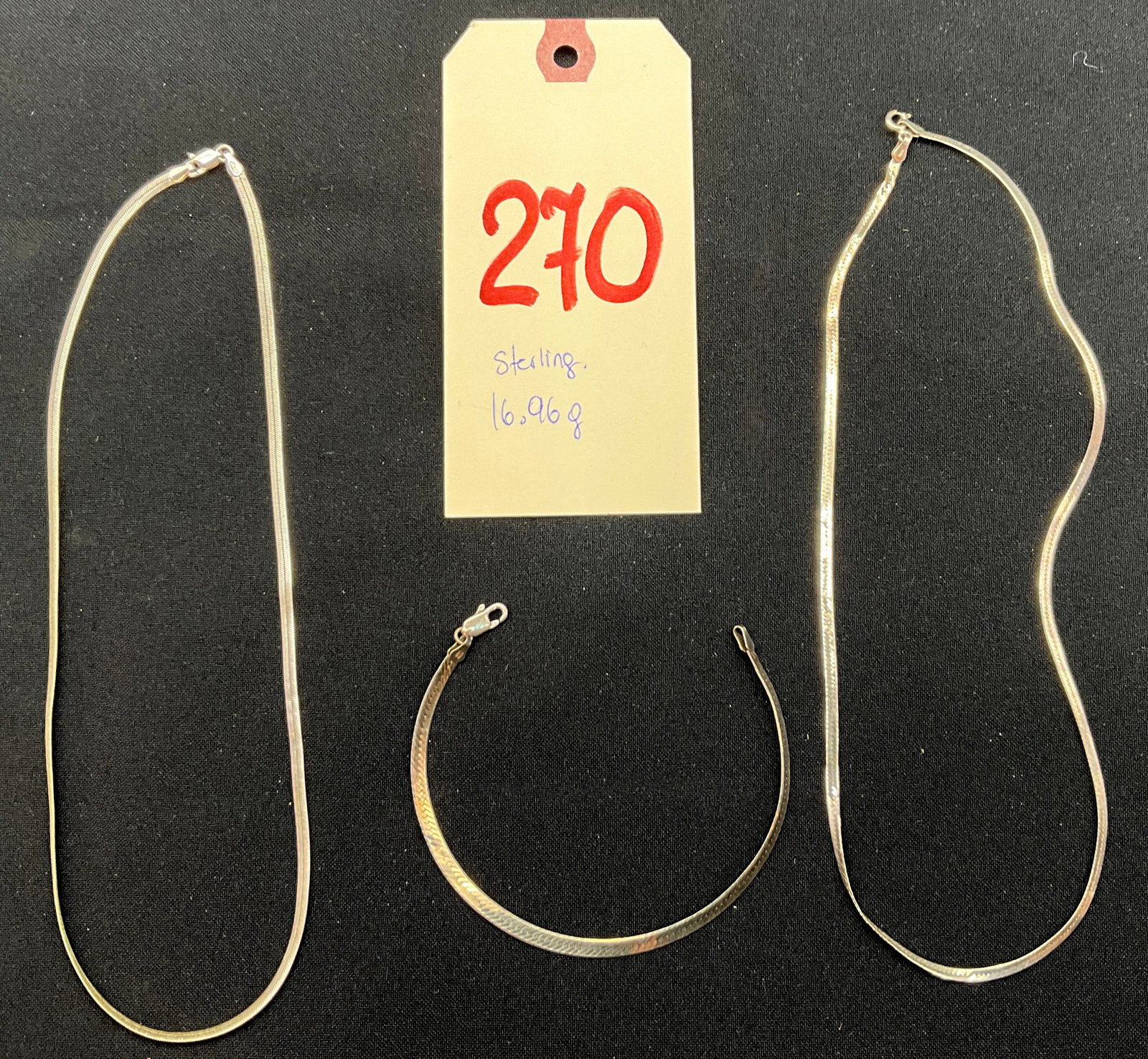 Three Sterling Silver Herringbone Jewelry Pieces - 2