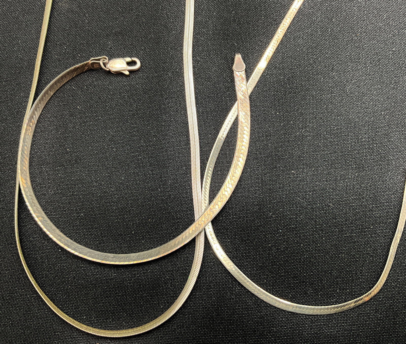 Three Sterling Silver Herringbone Jewelry Pieces - 3