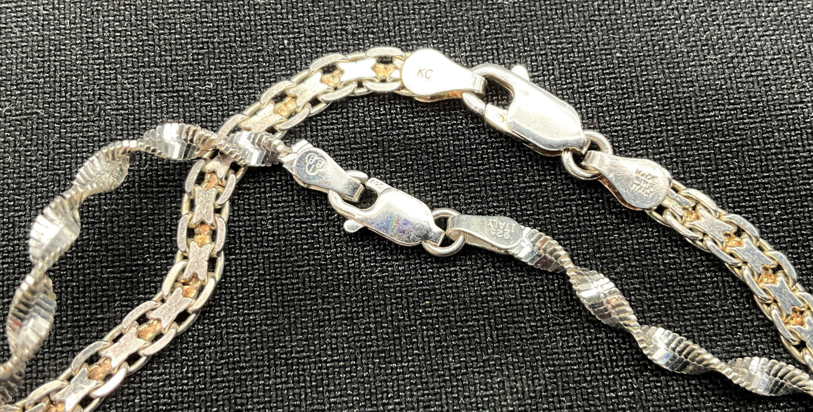 Three Sterling Silver Chain Necklaces Including Italian Examples - 3