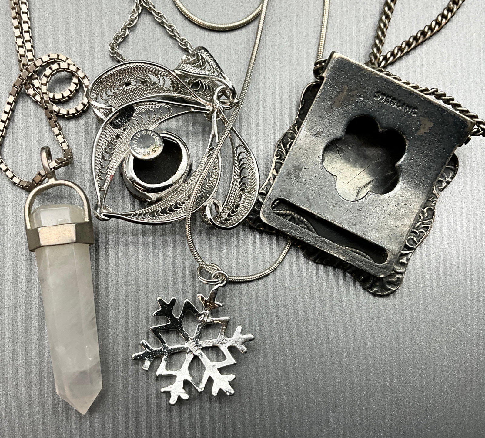 A Collection of Six Sterling Silver Necklaces Including Sorento and Ann Gale Pendants - 4