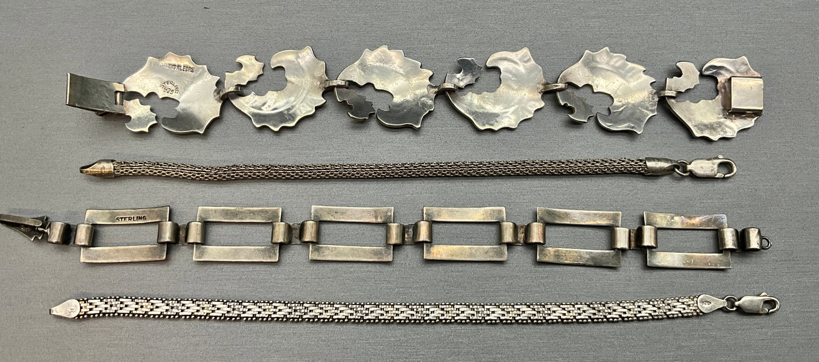 A Collection of Vintage Rancho Alegre and Sterling Silver Link Bracelets - 4
