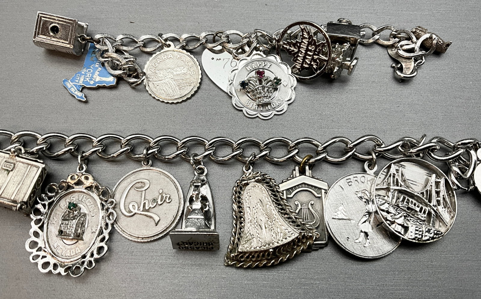 Two Vintage Sterling Silver Charm Bracelets with Multi-Theme Charms - 2