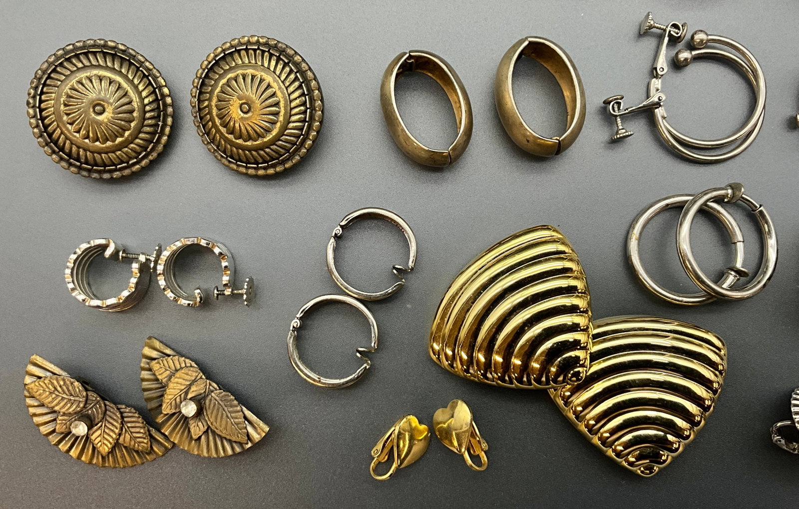 A Collection of Vintage Multi-Metal Costume Earrings - 2
