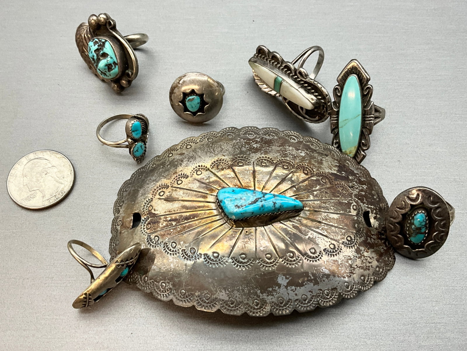 Vintage Southwestern Style Silver and Turquoise Jewelry Collection - 2