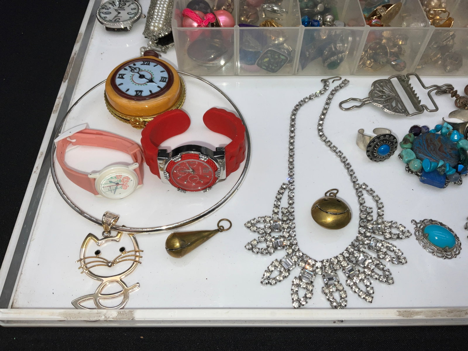 A Collection of Vintage Mixed Metal Costume Jewelry and Watches - 2