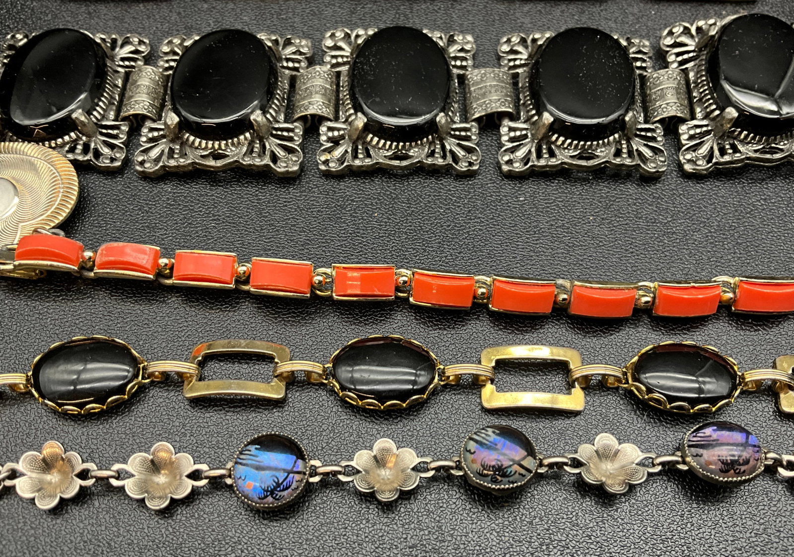 An Assortment of Vintage Rhinestone and Art Glass Costume Jewelry - 2