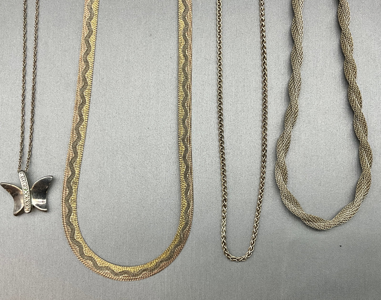 An Assortment of Four Vintage Italian Sterling Silver Necklaces with Butterfly Pendant - 2