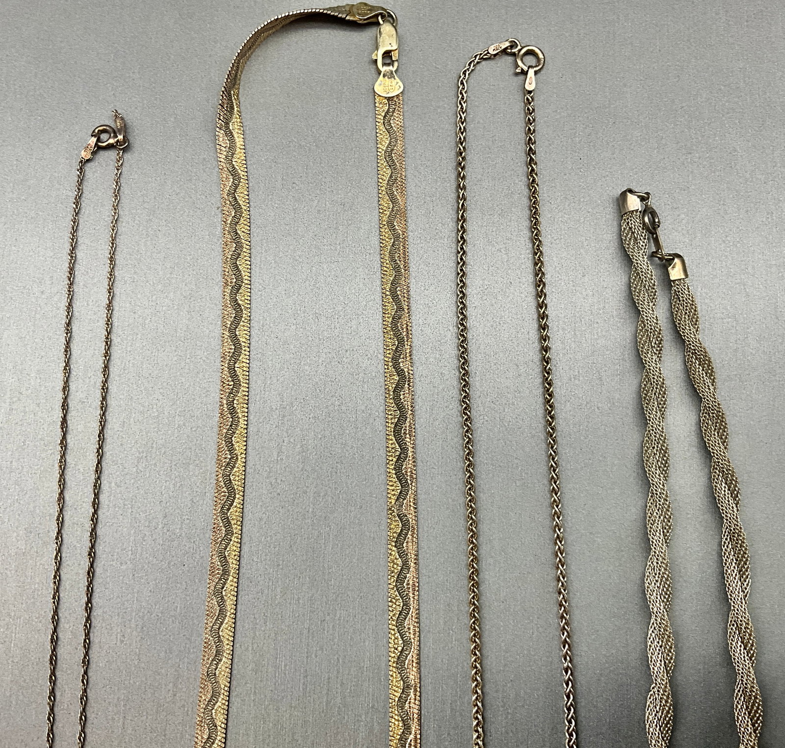 An Assortment of Four Vintage Italian Sterling Silver Necklaces with Butterfly Pendant - 3