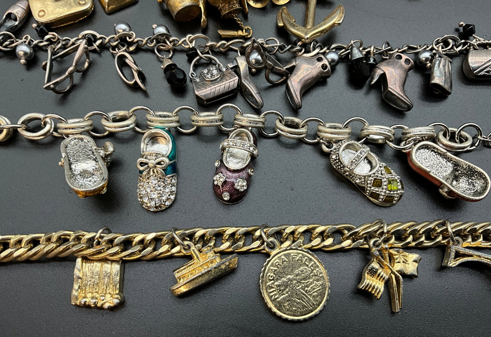 A Group of Five Vintage Gold-Tone and Silver-Tone Bracelets - 2